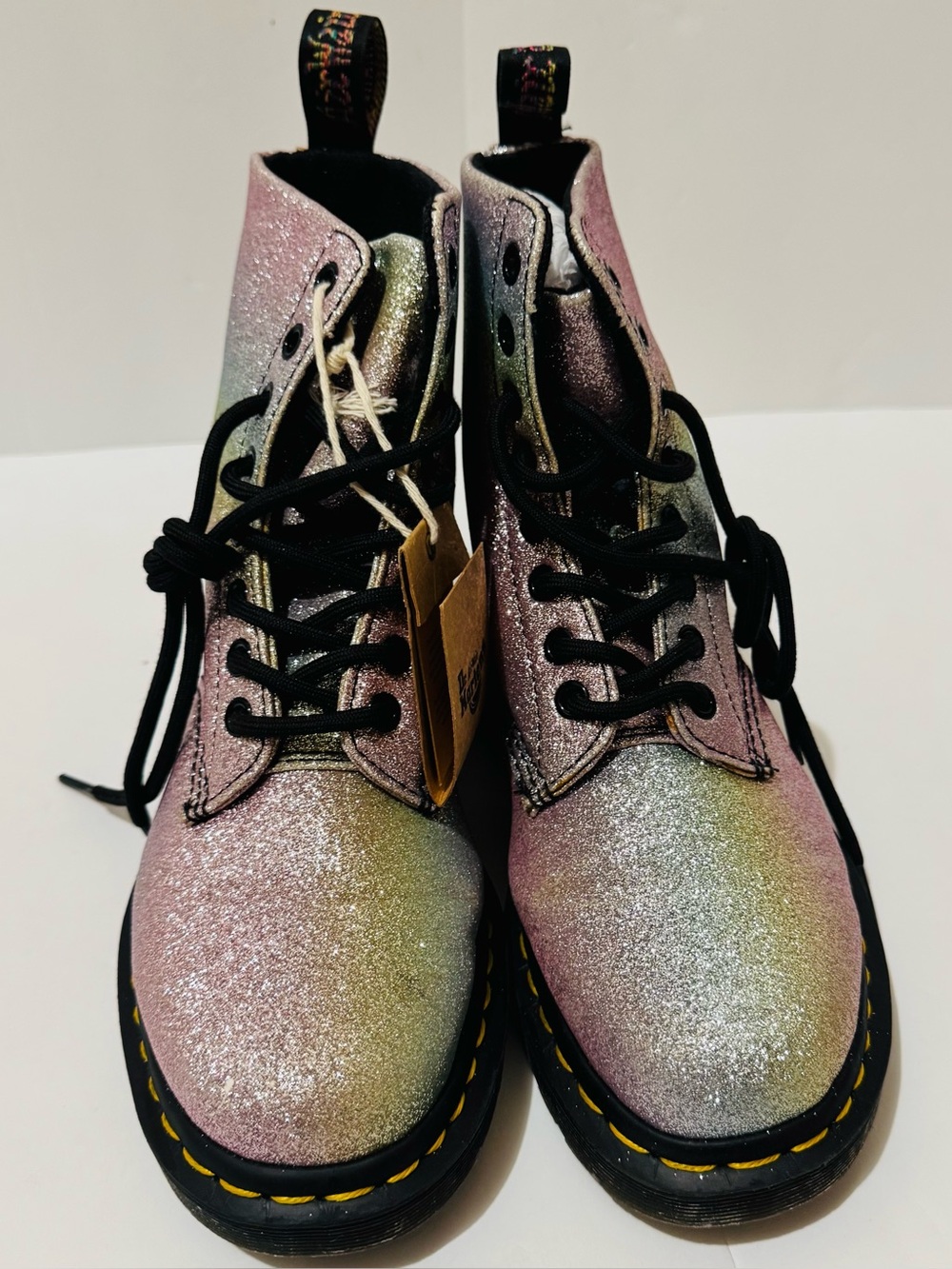 Dr. Martens Glitter Rainbow 1460 Lace-Up Boots - Pink Multicolor size 6